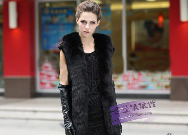 Fashion fashion faux vest female autumn and winter vest medium-long