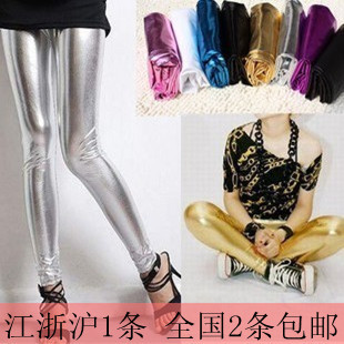 Fashion fashion matt faux leather light legging pants boot cut jeans chromophous skinny pants