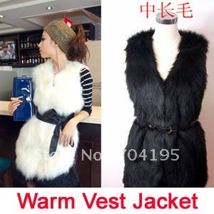 Fashion Faux Fur Vest women   Faux Fox  Fur Jacket   waistcoat  Hoodies with  fur vest outwear