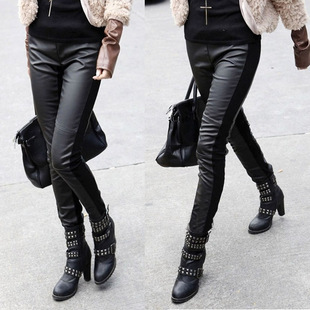 Fashion faux leather elastic legging