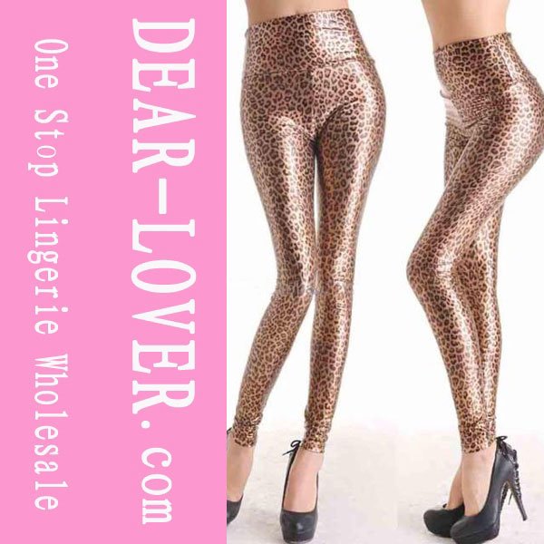 Fashion Faux Leather Leopard  Leggings For Women LC7748-1 Cheaper price  Free Shipping Cost