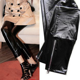 Fashion faux leather matte zipper legging matte dolphin faux leather pants leather corset legging