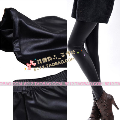 Fashion faux leather step on the foot pants legging female thin ankle length trousers