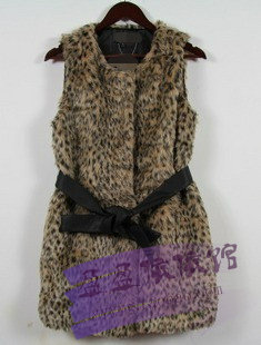 Fashion faux leopard print vest medium-long waistcoat women's