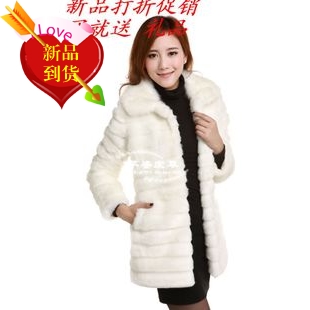 Fashion fur coat female faux medium-long overcoat rex rabbit hair outerwear women's top