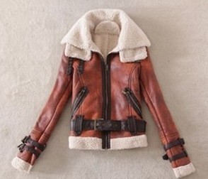 Fashion fur one piece berber fleece double collar pilot casual jacket short jacket female brown,Red wine,S,M.L. Free shipping