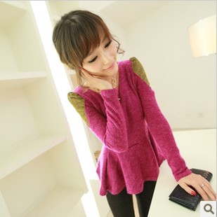 Fashion gentlewomen elegant ubiquitous1 patchwork skirt pullover sweater free shipping