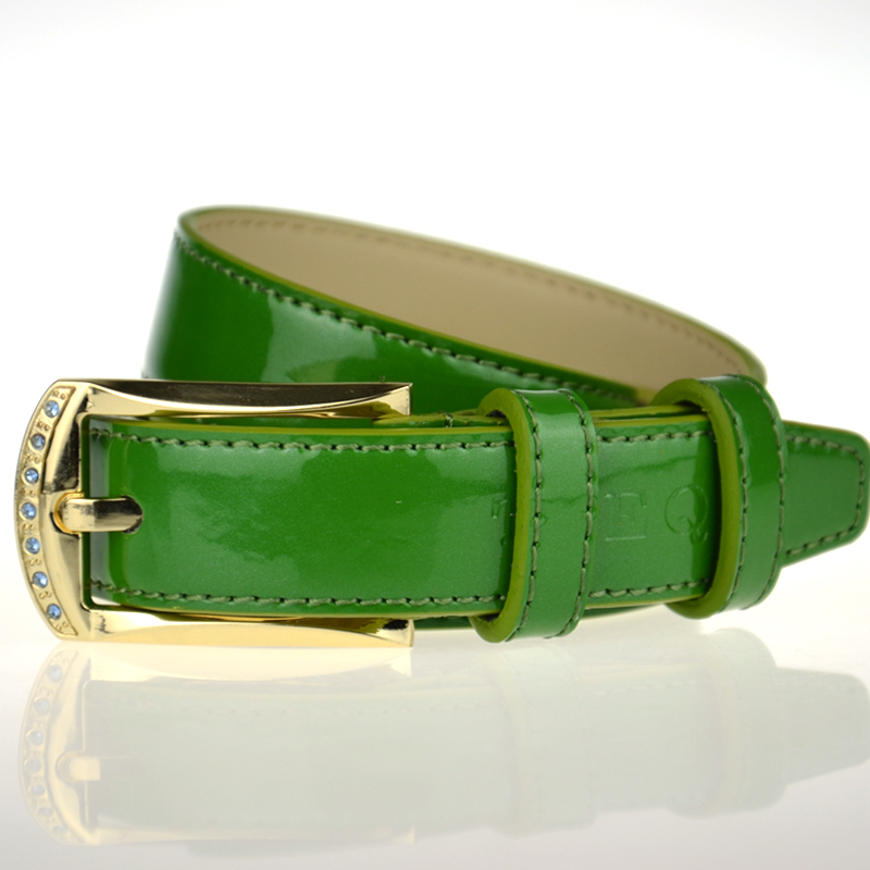 Fashion genuine leather belt female buckle gold cowhide women's belt green women's strap