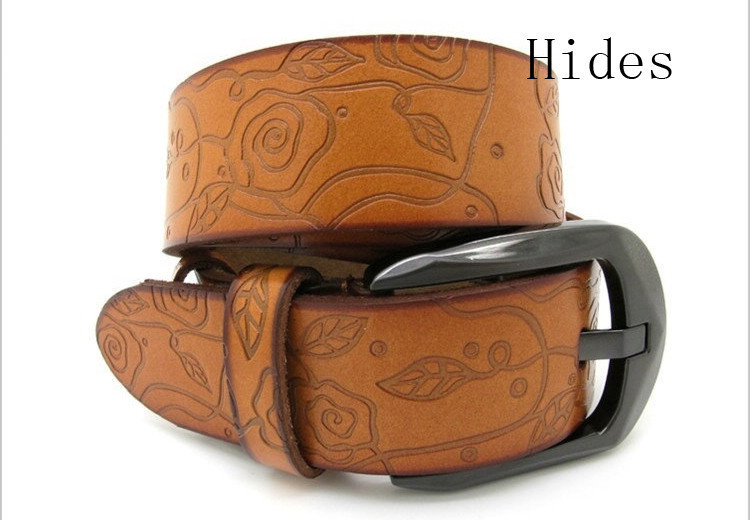 Fashion Genuine Leather Belt Vintage Cowhide Leather Floral Decoration Ladies Belt Free Shipping