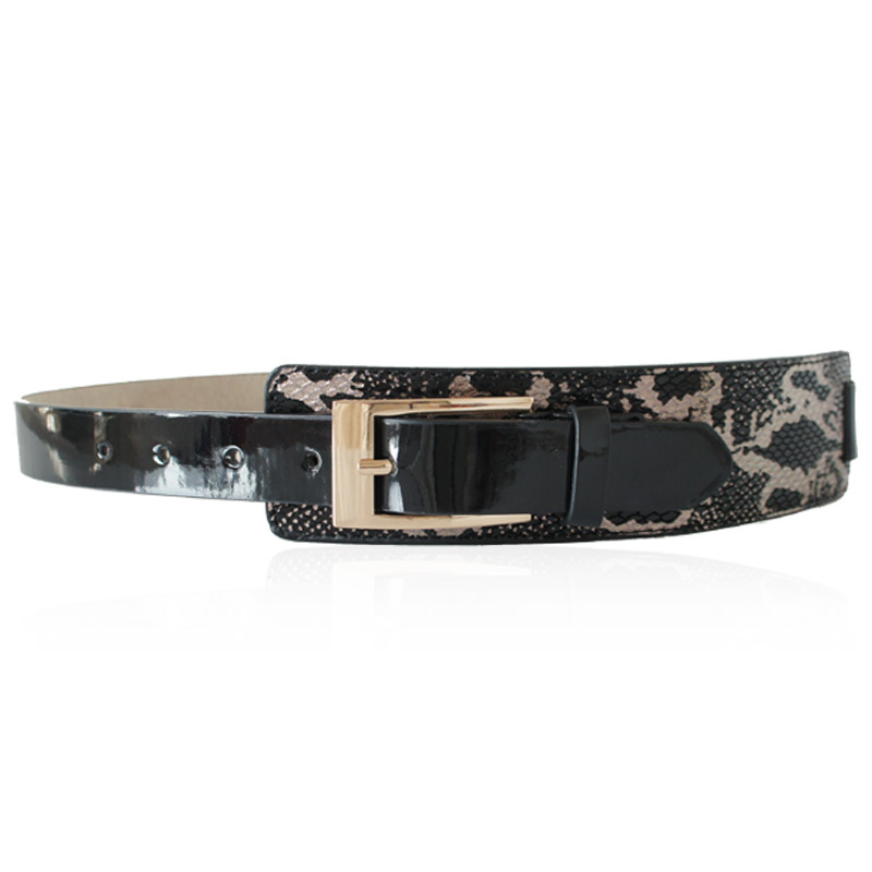 Fashion genuine leather irregular serpentine pattern Women decoration belt japanned leather strap female t030