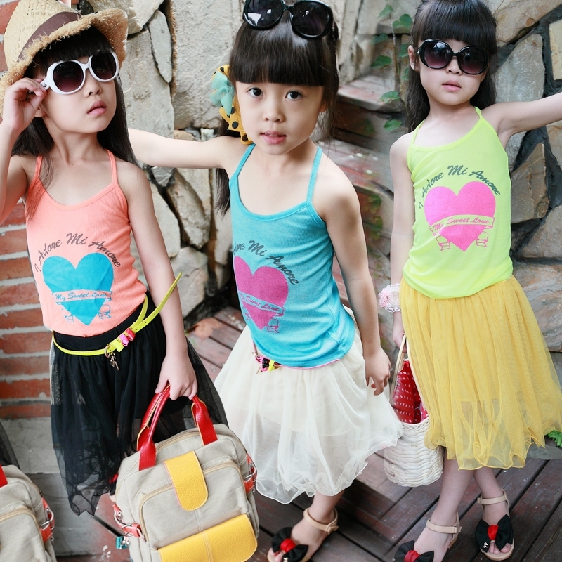 Fashion girls love letter clothing multicolour spaghetti strap vest 20