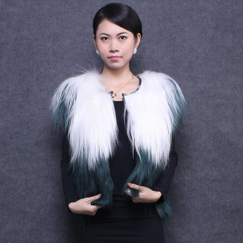 Fashion goat wool fur vest o-neck short design fur coat women 2012