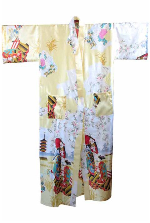 Fashion Gold Chinese Women's Silk Polyester Robe Kimono Bath Gown S M L XL XXL XXXL Free Shipping WS-8