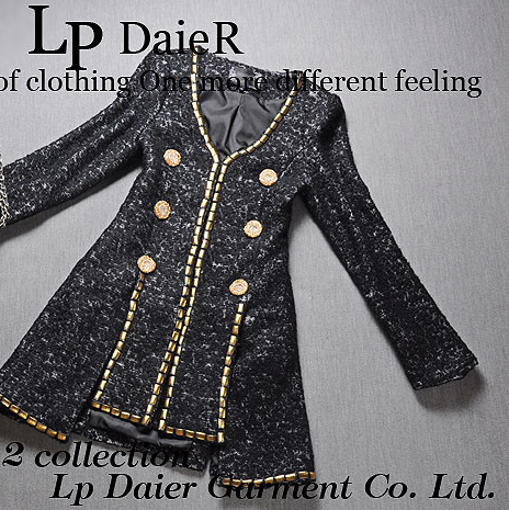 Fashion high quality metal bordered bird's-nest diamond buckle overcoat 3529