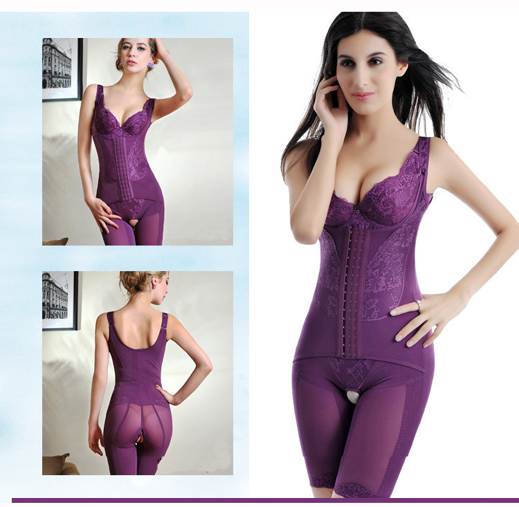 Fashion High Quality Thin Solid Color Purple/Black/Beige(Nude) Lace Sexy Bodysuits Shapers Shaperwear For Women Ladies WU1512