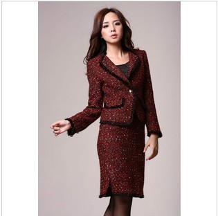 Fashion high quality women's clothes ol elegant set tweed fabric skirt winter