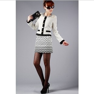 Fashion high quality women's fashion white collar 2 piece set one-piece dress skirt