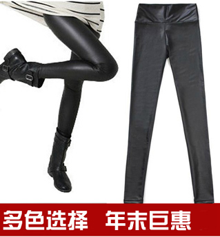 Fashion high waist 1212 matt faux leather pants women's legging trousers slim Free Shipping