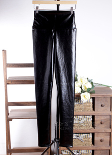 Fashion high waist matte faux leather pants legging women's trousers slim stovepipe plus size