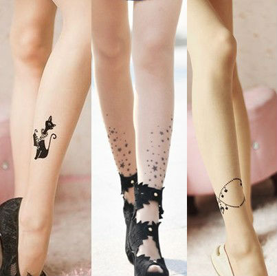 fashion Hot new style women  Japanese harajuku Tattoo stockings pantyhose