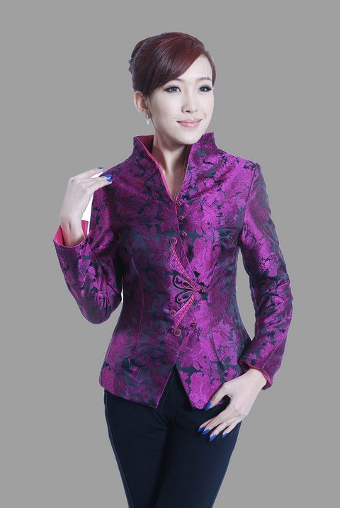 Fashion Hot Pink Chinese Women's Silk Satin Jacket Coat Flowers S M L XL XXL XXXL J0065