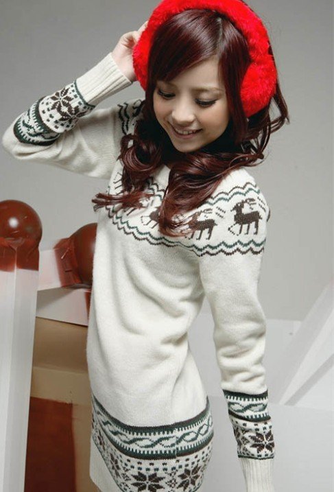 Fashion hot-selling  fashionable casual onta pattern medium-long all-match sweater ,wool sweater free shipping