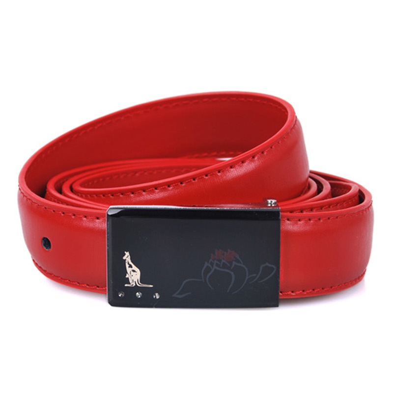 Fashion kangaroo candy color red women's smooth buckle genuine leather belt cowhide female strap belt