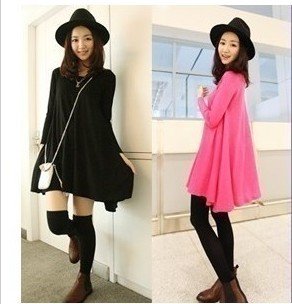 fashion knitting material big sweep basic one-piece dress skirt+free shipping