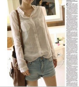 Fashion Korea Womens Button Down Shirt Casual Shirt Blouse Long Sleeve Tops