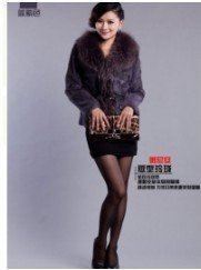 Fashion Korean High Quality Rabbit Raccoon Collar Fur Coat  free shipping HN12090552-2