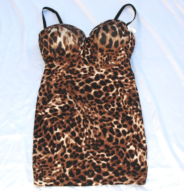 Fashion la senza coffee leopard print bra slim corset nightgown 14d16d