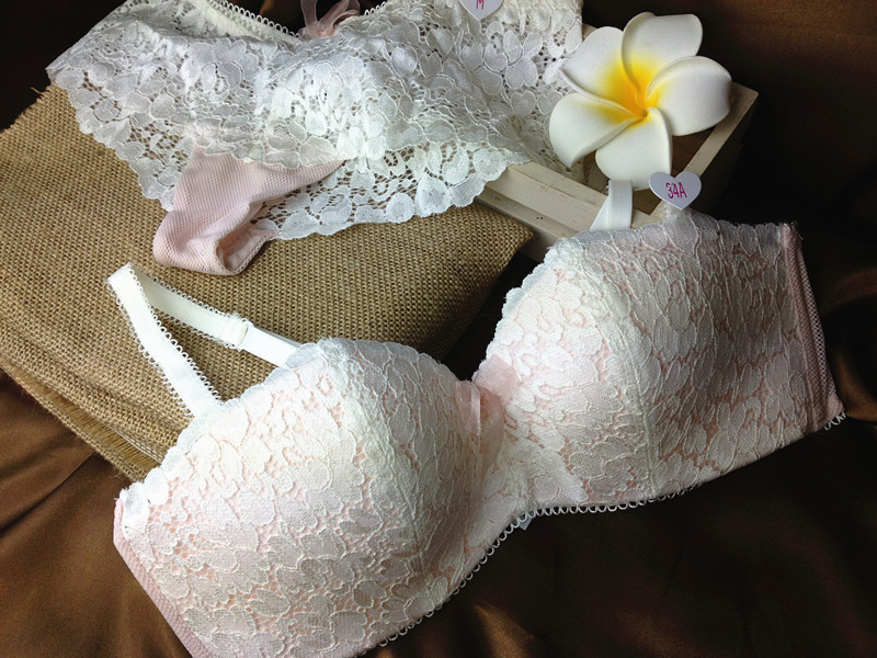 Fashion lace cup none single-bra underwear set sexy comfortable wireless stereo flower bra