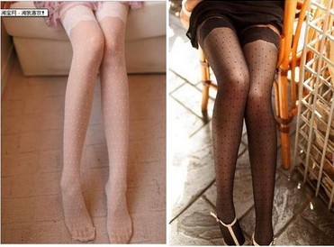 Fashion Lace Cute Dot Diamond Lattice Tights Pantyhose Stockings Free Shipping