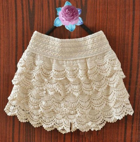 Fashion Lace Tiered Short Skirt Under Safety Pants Shorts