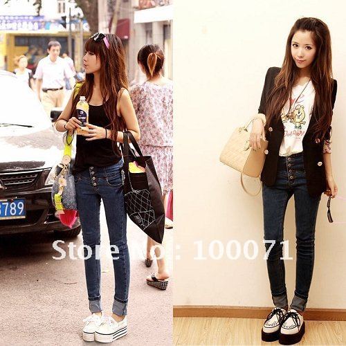 Fashion ladies' High Waist Slim Denim Feet Pants Skinny Jeans Pants Trousers OP1048  [24585|99|01]