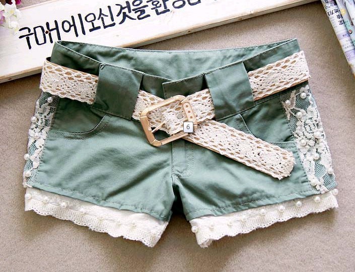 Fashion Ladies Lace Denim Shorts Hot Pants Free Shipping ID: SLA196