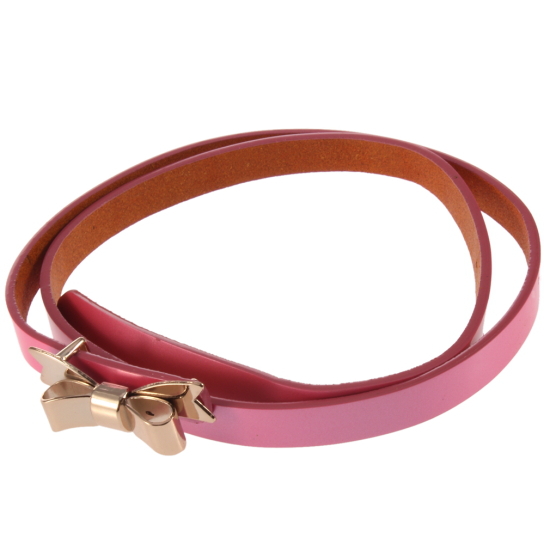 Fashion Lady Bowknot Candy color PU leather Buckle Waistband Skinny Thin Belt