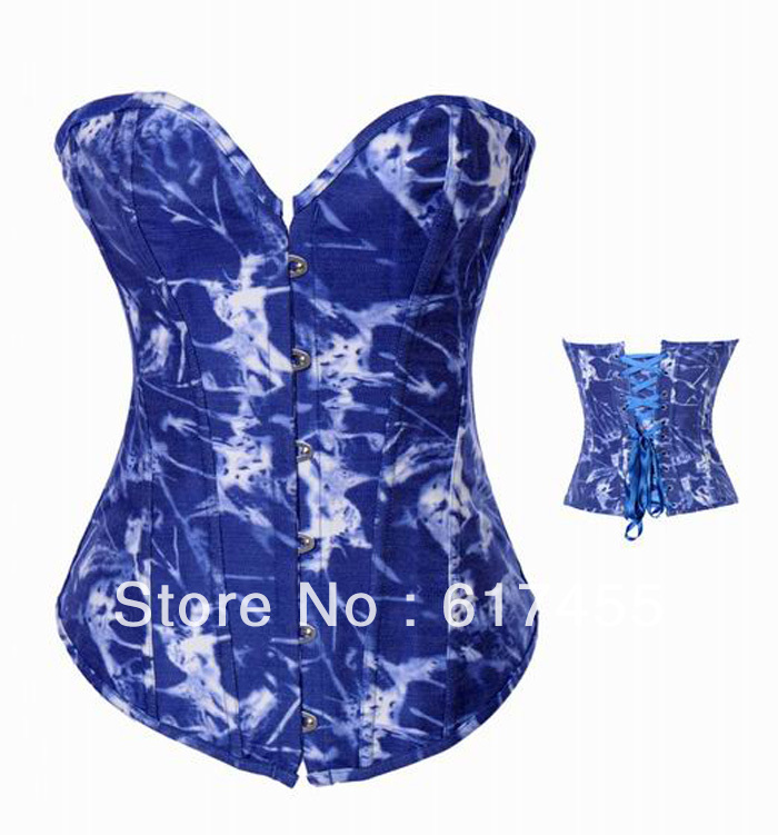 Fashion lady  intimates sexy lingerie Denim Phat Stapless Corset 2825