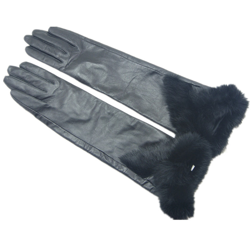 Fashion Lady's Autumn and winter Black sheepskin genuine leather gloves/long design repair gloves thermal/Hot sale GL1022