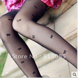 Fashion Lady Women's Leggins Stocking With Butterfly Jacquard Panty Tights Black Free size