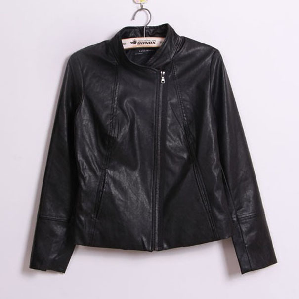 fashion leather coat woman casual simple PU leather jacket free shipping