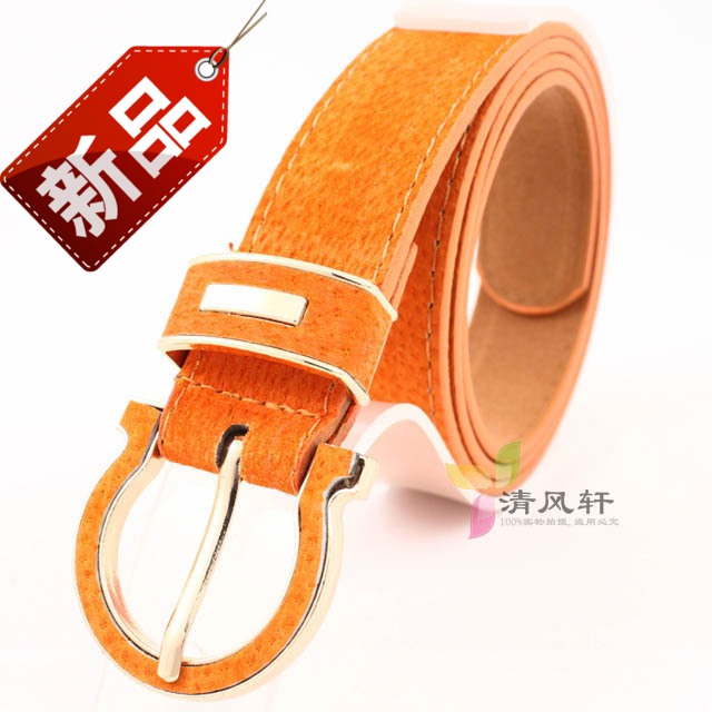 Fashion leather facing decoration women's pin buckle strap pigskin velvet Women belt candy color belt