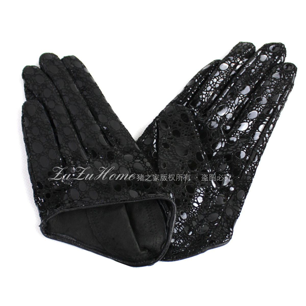 Fashion leather gloves women's half glove genuine leather gloves women's racerback