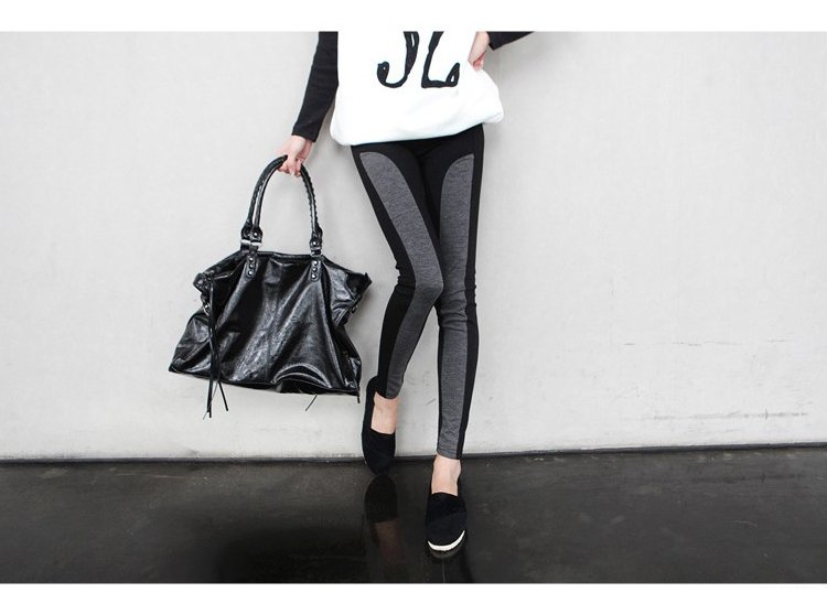 Fashion Leather Splice Women Cotton Leggings Pants,Free Shipping