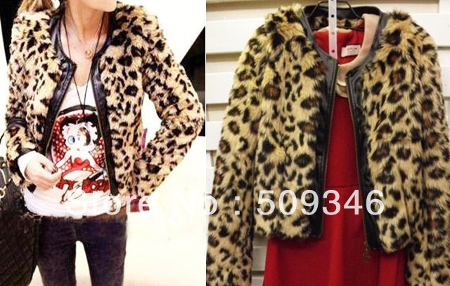 Fashion Leopard Coat For Women Ladies Faux Fur Short Ourtwear Jacket Autumn Winter Wholesale Free Shipping