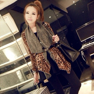 Fashion leopard print 2013 women's elegant personalized irregular all-match outerwear female Free Shipping