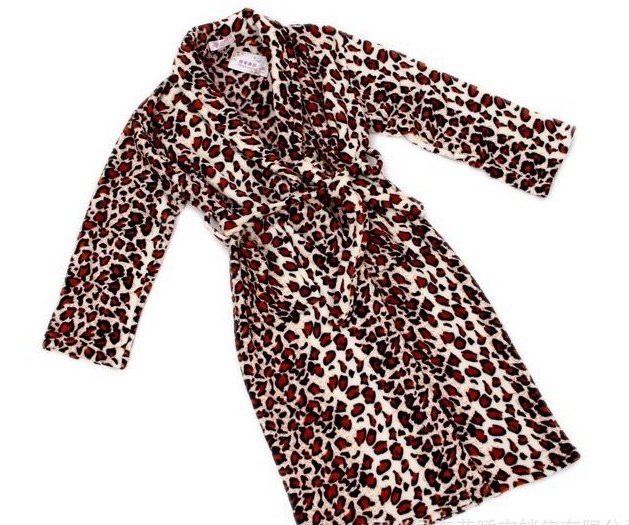 fashion leopard print Robe shower robe sleepwear