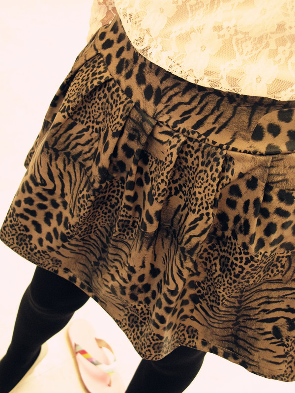 Fashion leopard print small short skirt PU bust skirt female leather skirt