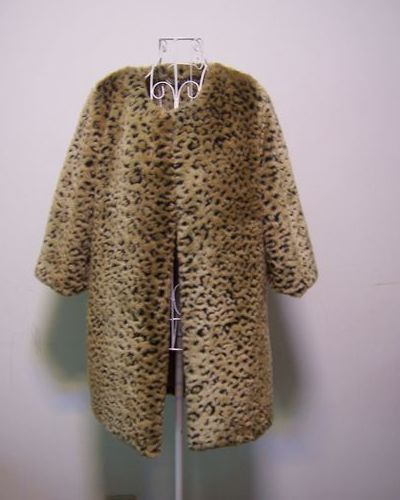 Fashion leopard print three quarter sleeve overcoat faux outerwear