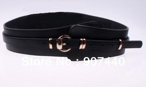 Fashion litchi grain pin buckle lady's obi coat dust coat lady leather waist seal sauna belt